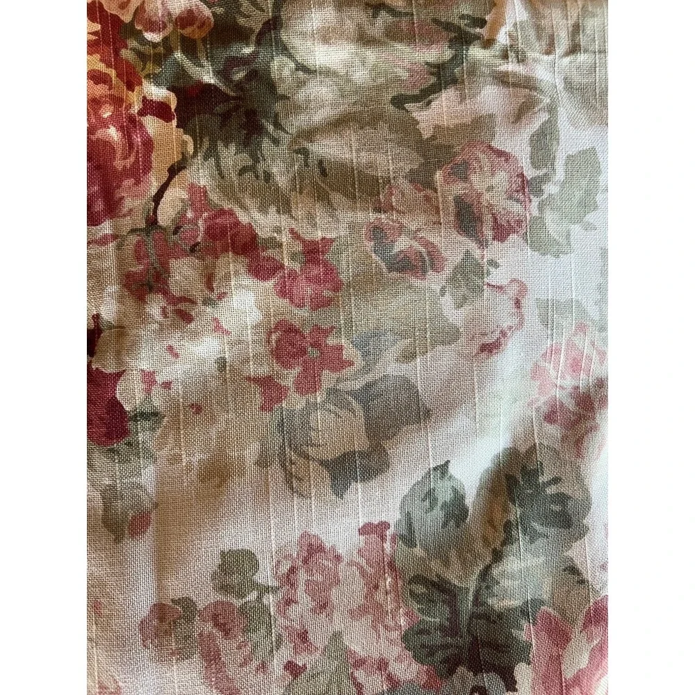 Richloom Floral Fabric 2.7 Yards Burgundy Sage Cream‎ Rose Cottagecore Textile